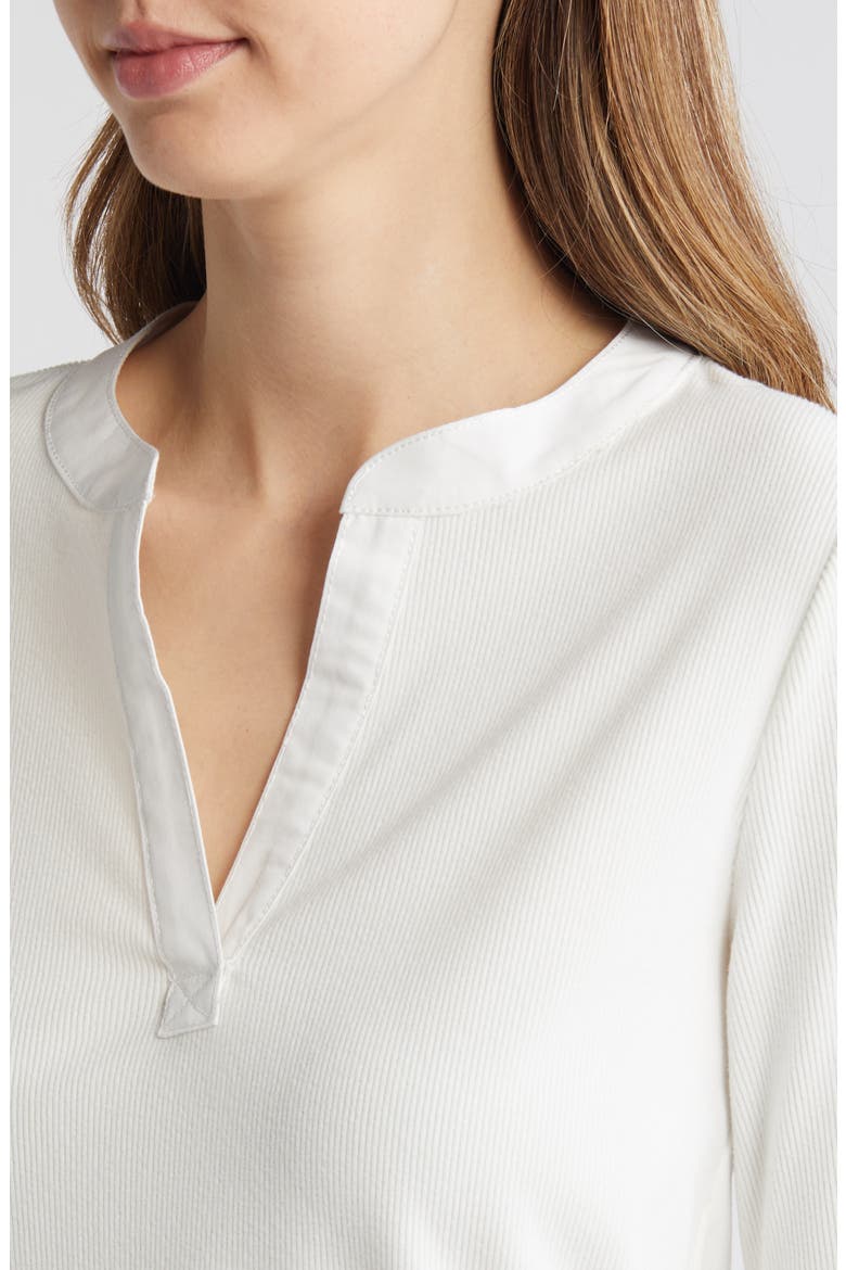 Split Neck Top, Alternate, color, OFF WHITE