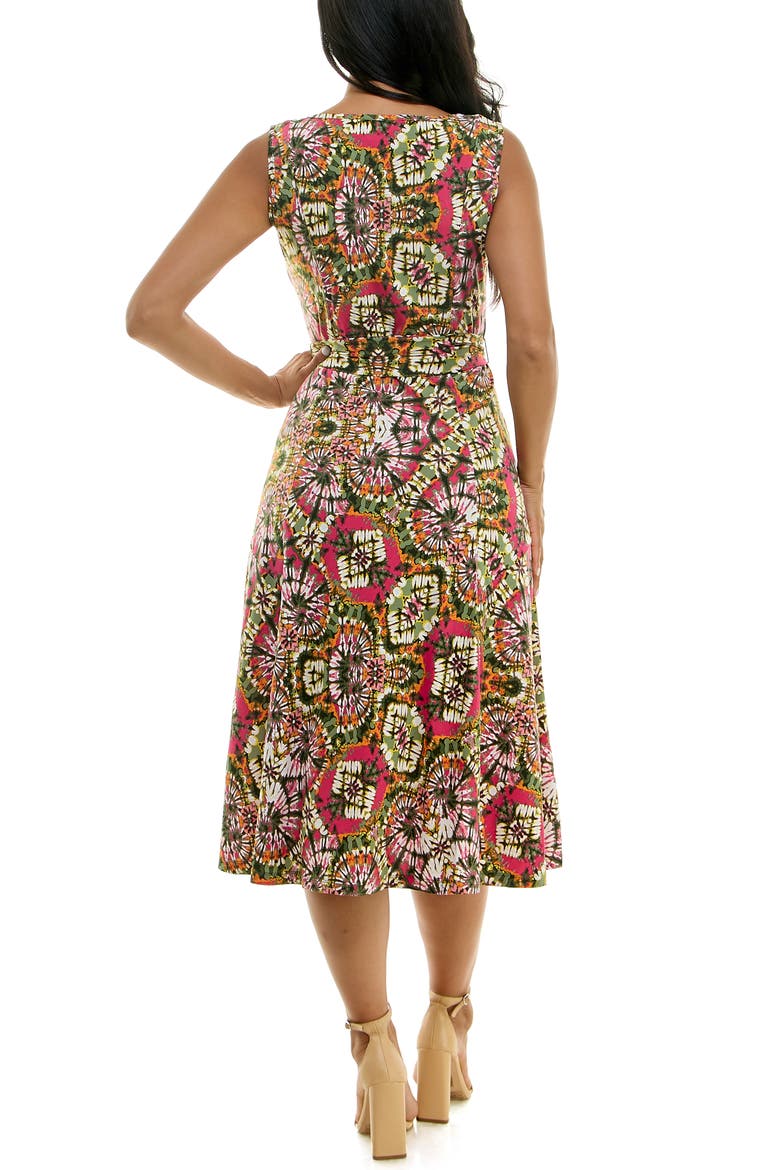 Crewneck Sleeveless Midi Dress, Alternate, color, OLIVE/CORAL MULTI
