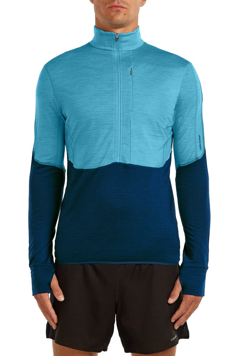 Tencel & Merino 200 Realfleece Descender Quarter Zip Pullover, Main, color, ARCTIC/ ATLANTIS/ CB