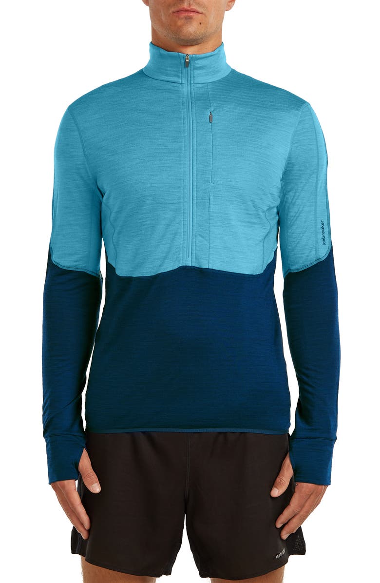 Icebreaker Tencel & Merino 200 Realfleece Descender Quarter Zip Pullover, Main, color, Arctic/ Atlantis/ Cb