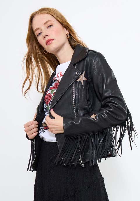 Fringe Moto Leather Jacket (plus)