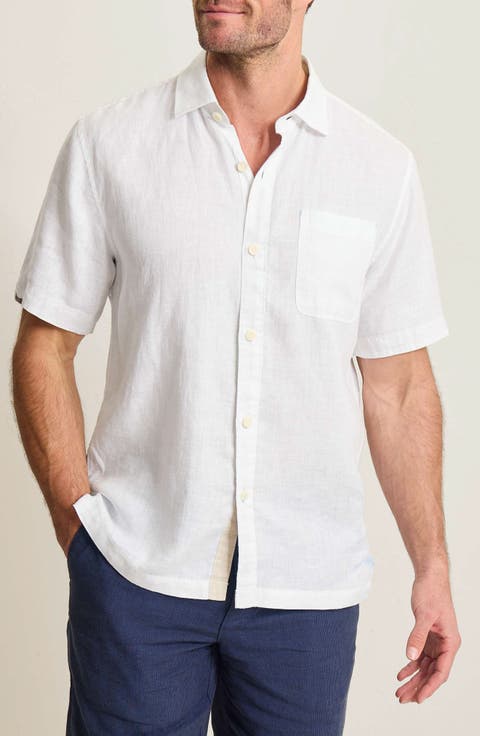Paradise Breezer Short Sleeve Linen Button-Up Shirt (Big & Tall)