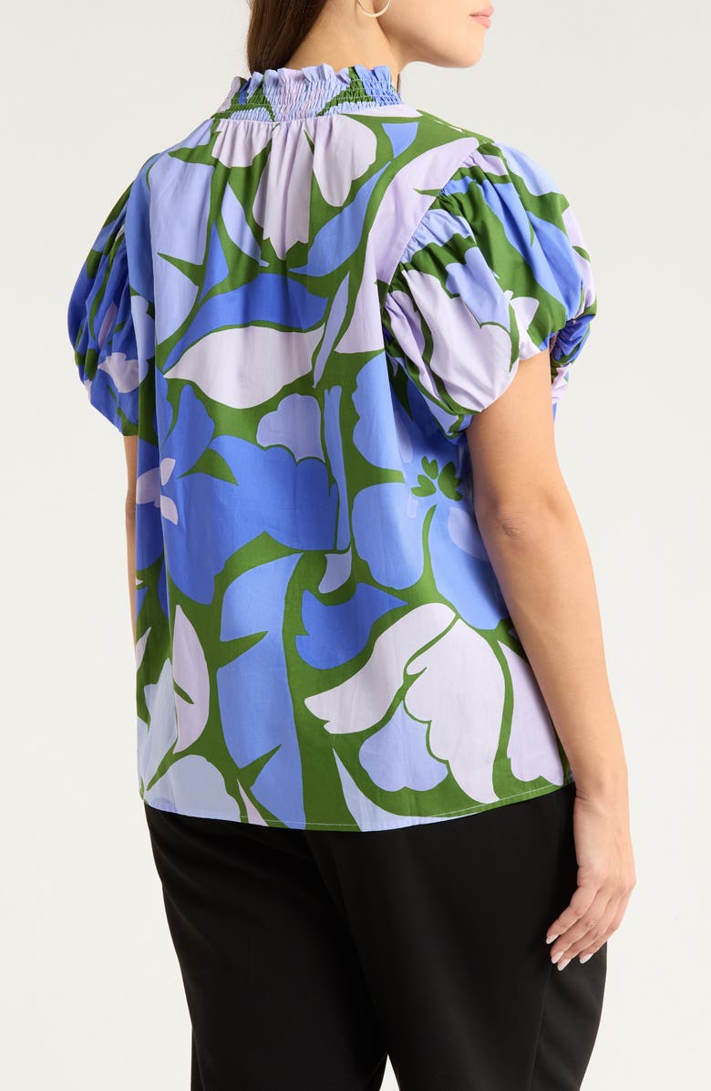 SUGARLIPS Dayana Floral Print Puff Sleeve Top, Alternate, color, Green-Blue