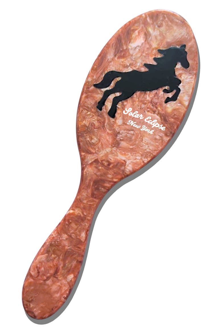 Hand Painted Mustang Amazing Hair Day Brush, Alternate, color, BROWN
