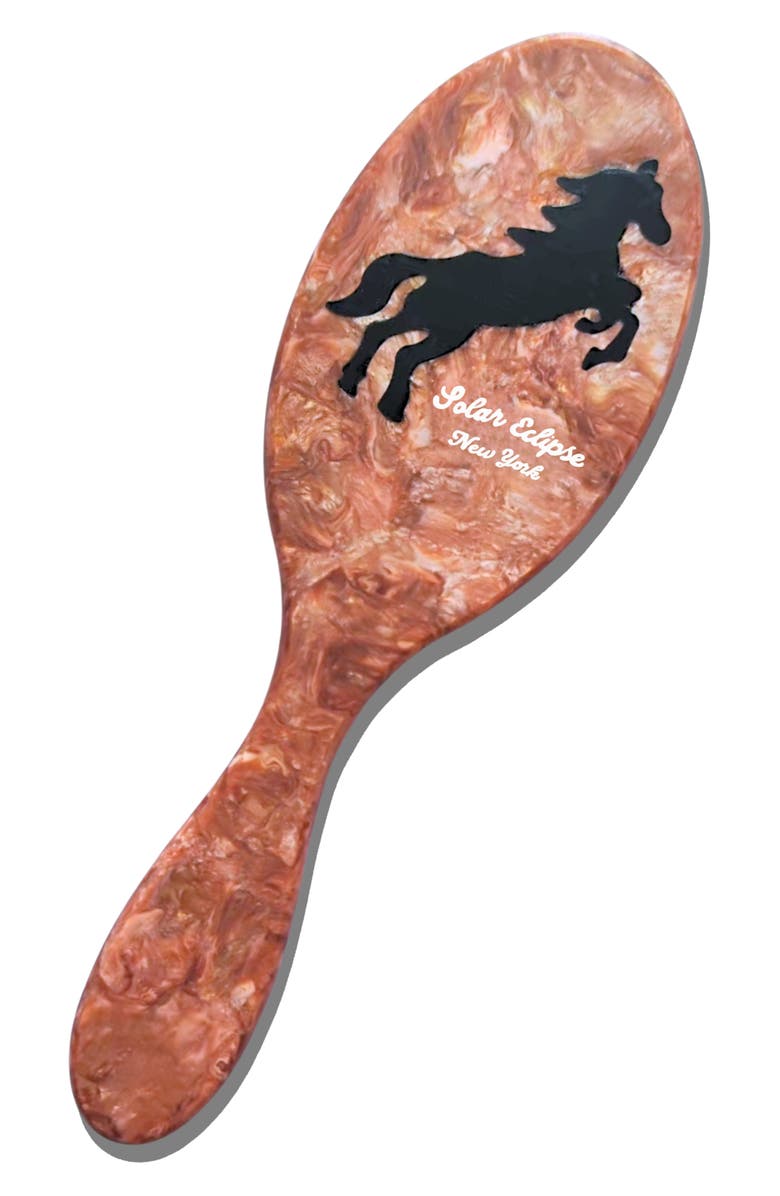 Solar Eclipse Hand Painted Mustang Amazing Hair Day Brush, Alternate, color, Brown