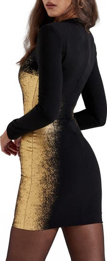 Domenica Foil Long Sleeve Minidress