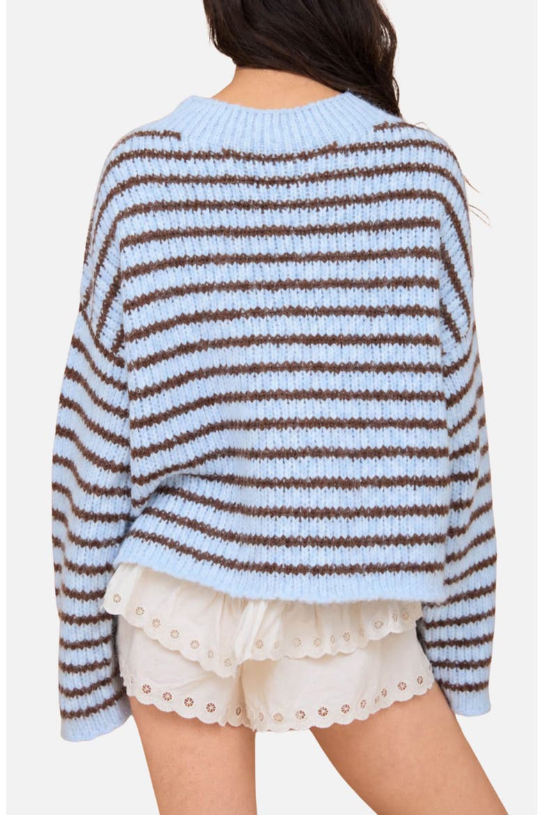 Stripe Mock Neck Sweater, Alternate, color, LIGHT BLUE