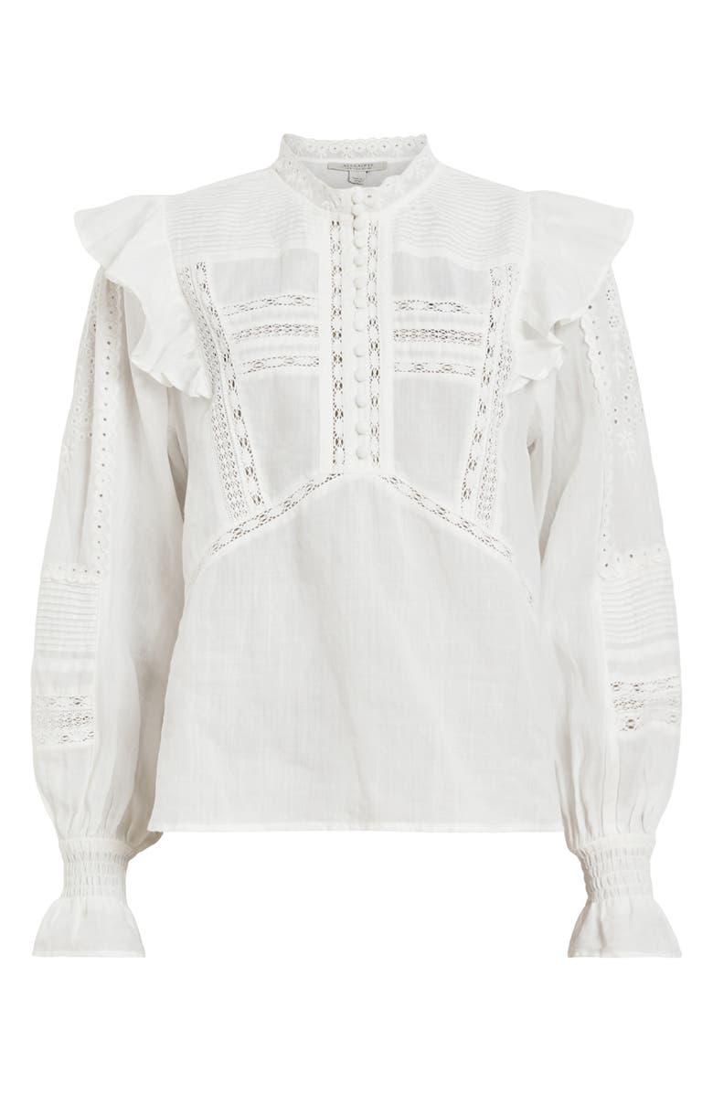 AllSaints Heather Ruffle Top, Alternate, color, Chalk White