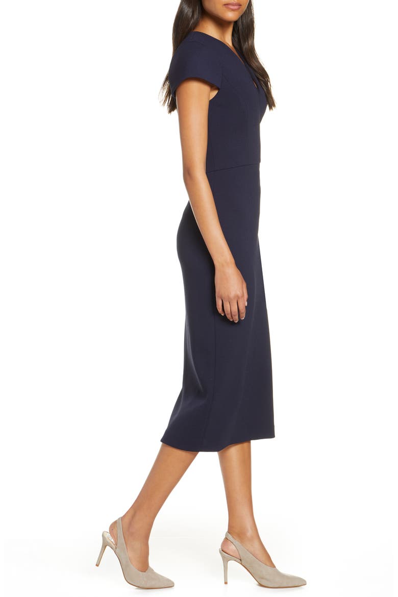 Midi Sheath Dress, Alternate, color, NAVY