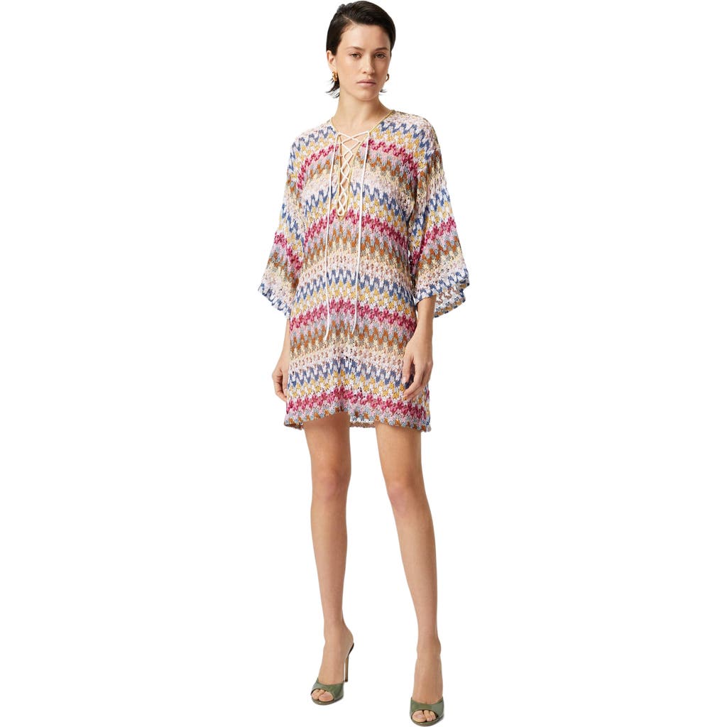 Missoni Short Cover-up Caftan In Lamé Viscose Lace In Multicoloured 1