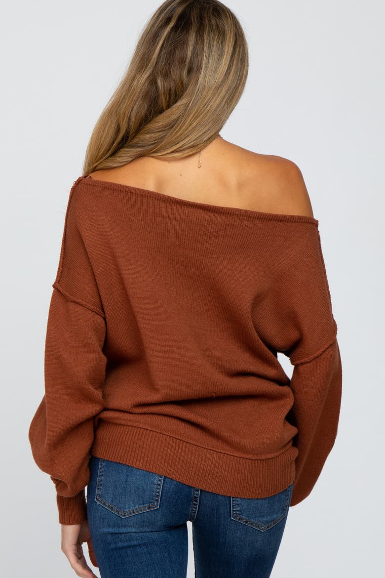 Boat Neck Bubble Sleeve Sweater, Alternate, color, Camel