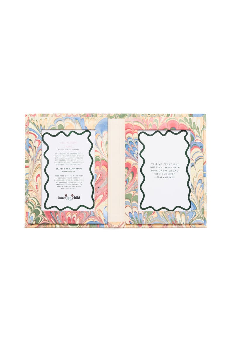 Hand-Marbled Picture Frame Folding Book - 4x6, Alternate, color, Multicolor