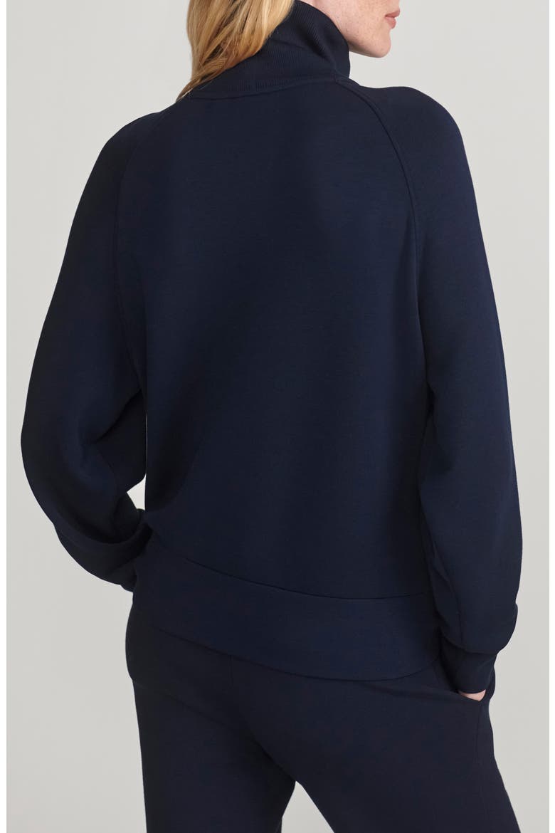Tyde Mixed Media Zip Front Sweatshirt, Alternate, color, NAVY