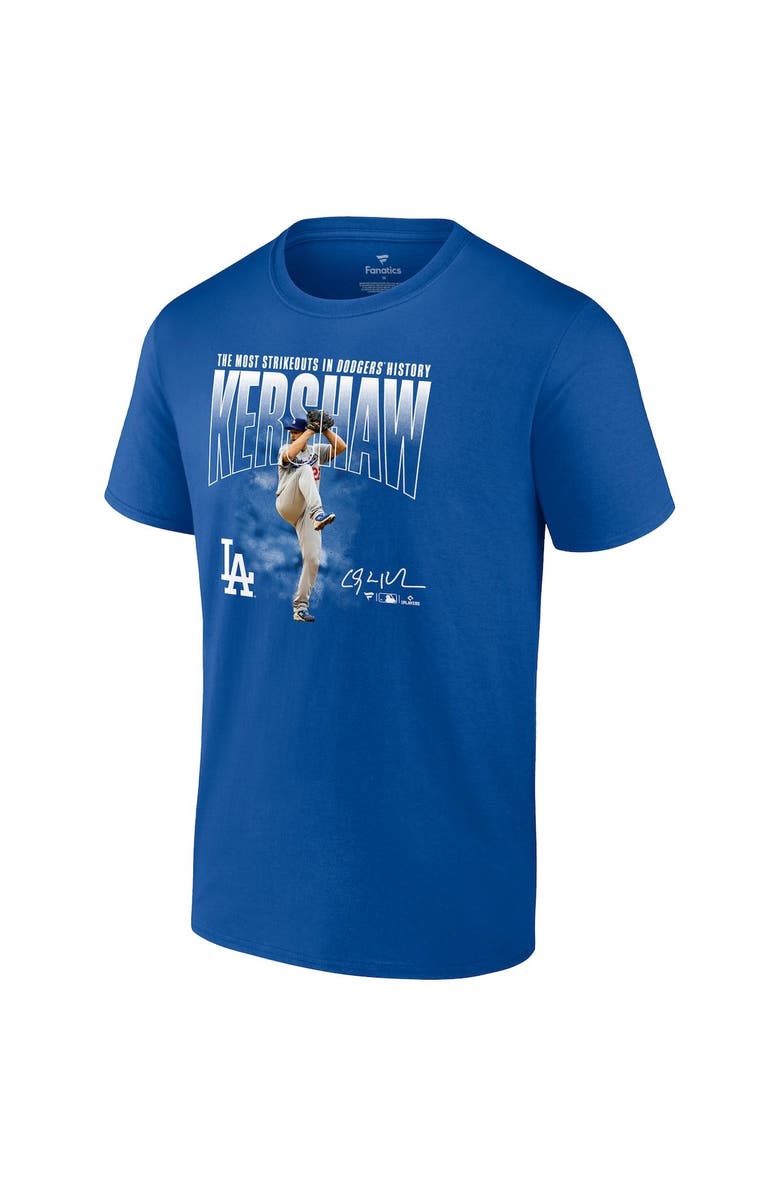 FANATICS Men's Fanatics Branded Clayton Kershaw Royal Los Angeles Dodgers Most Strikeouts T-Shirt, Alternate, color, Royal