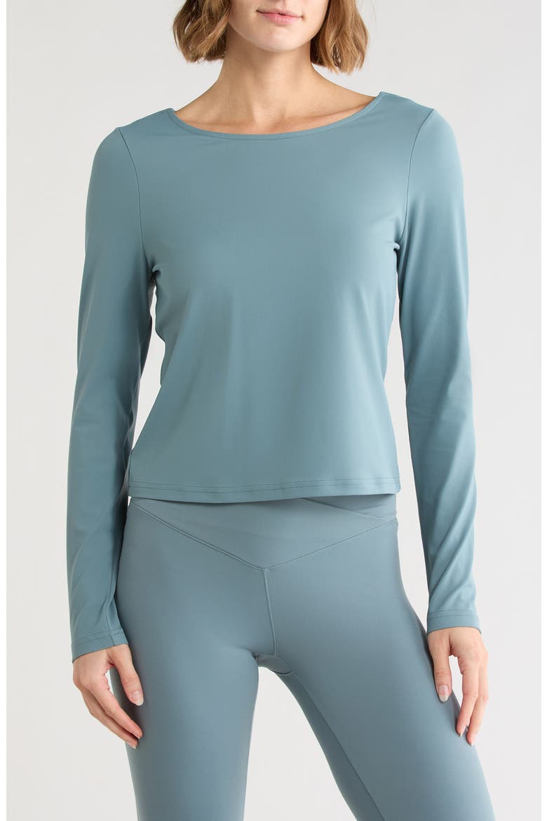 Serenity Twist Back Long Sleeve Tee, Main, color, TEAL DUSK