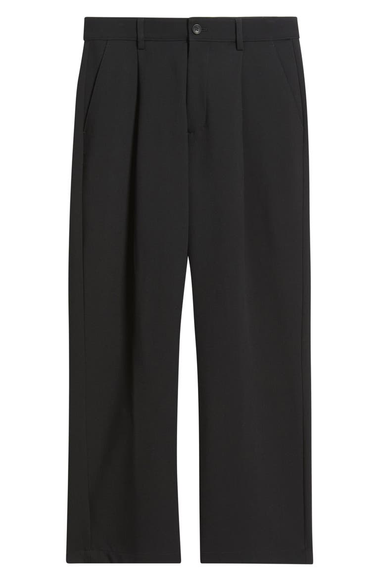 Relaxed Pleated Stretch Twill Pants, Alternate, color, BLACK