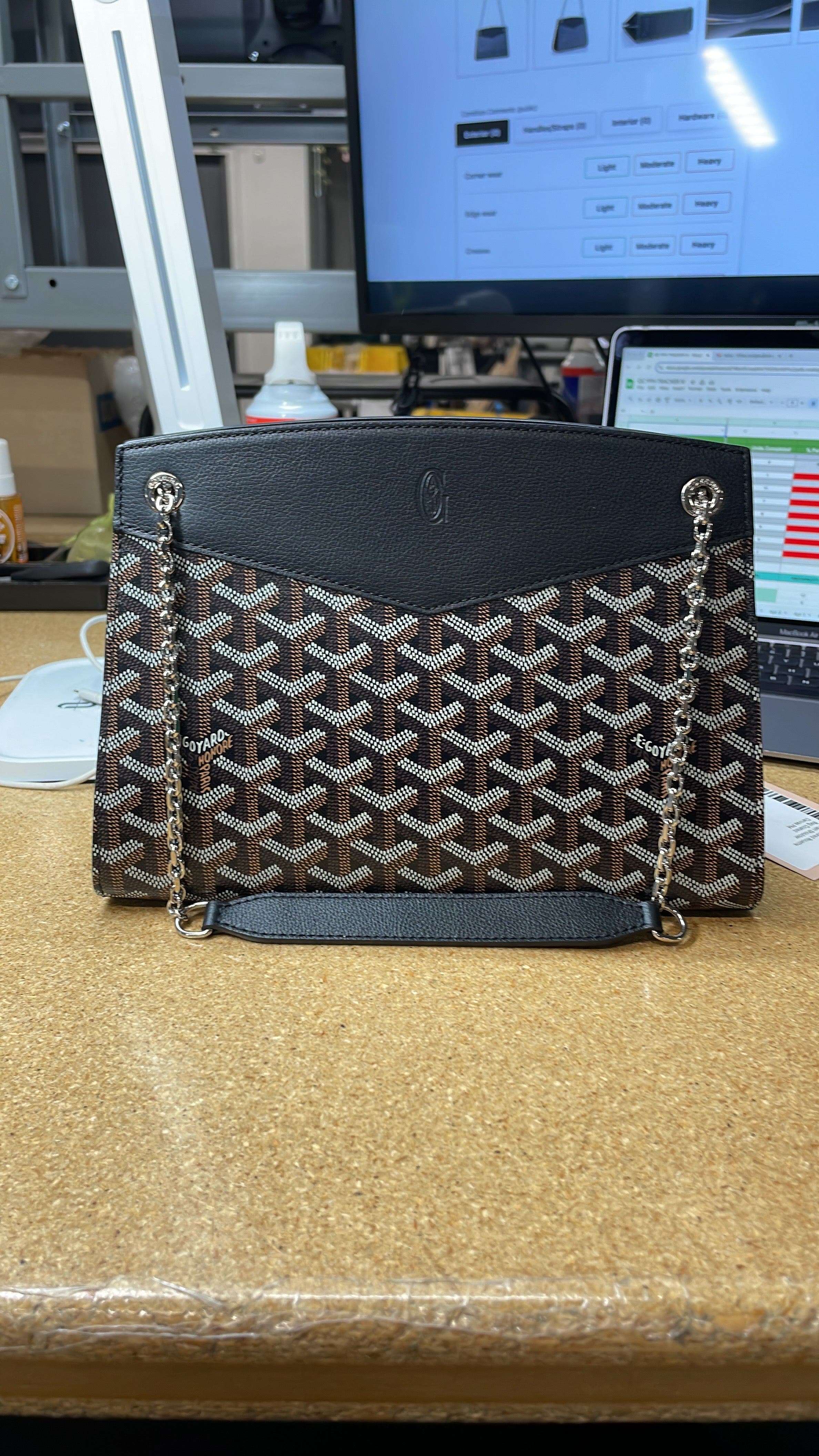 Pre-Owned Goyard Structured Rouette Chain Shoulder Bag Coated Canvas PM, Alternate, color, 