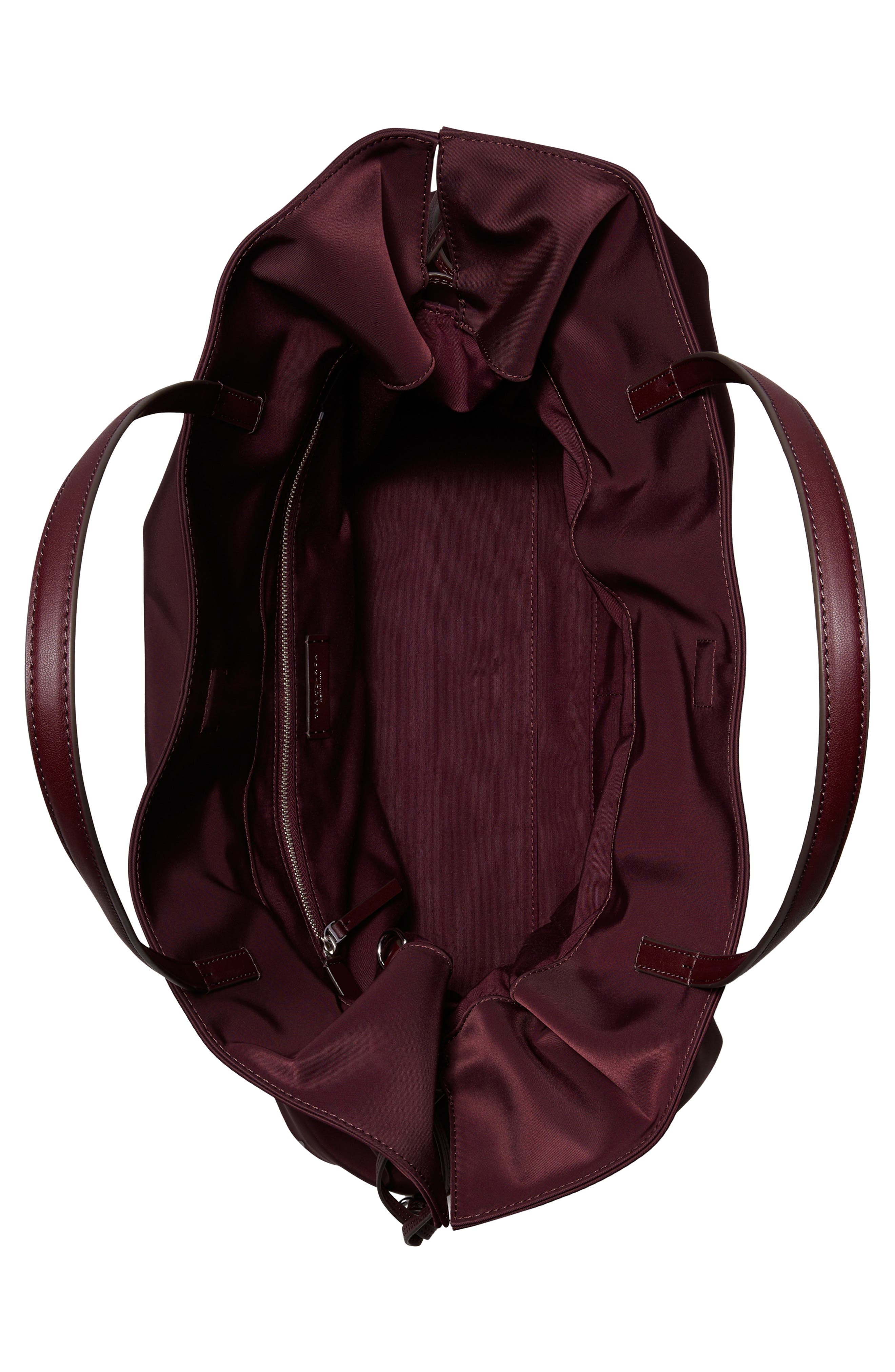 Ella Nylon Drawstring Tote, Alternate, color, DARK CARMINE