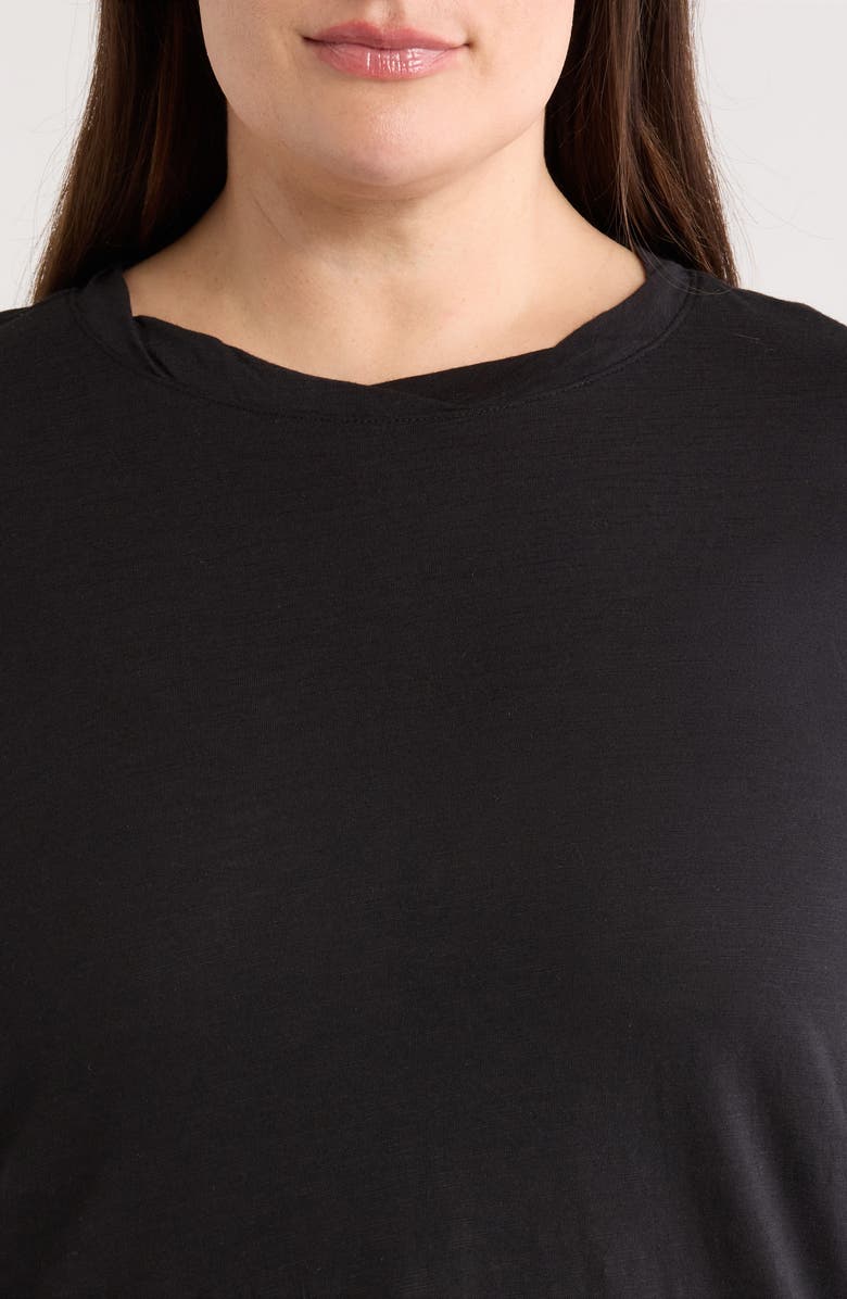 Caslon<sup>®</sup> Twist Crewneck Long Sleeve T-Shirt, Alternate, color, Black