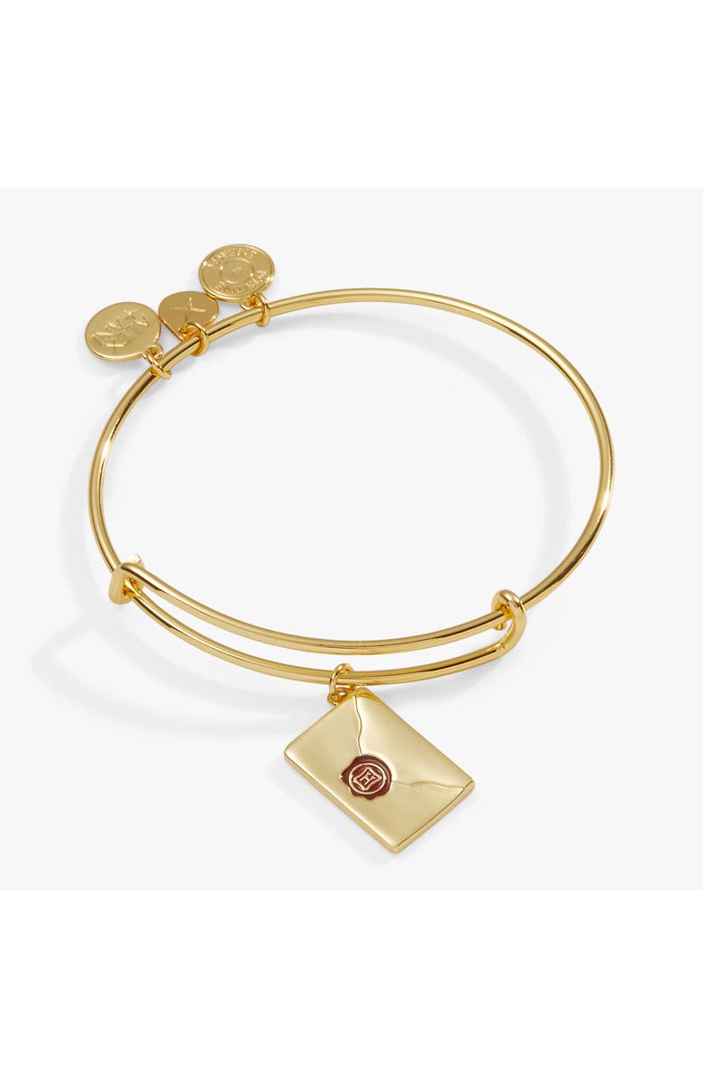 Alex and Ani Harry Potter<sup>™</sup> Acceptance Letter Charm Bangle Bracelet, Main, color, Gold