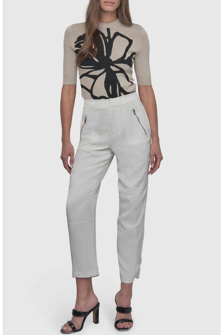 Zip Pocket Satin Pants, Alternate, color, IVORY