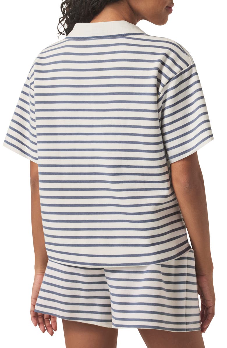 Splendid Cassie Stripe Terry Johnny Collar Polo, Alternate, color, 
