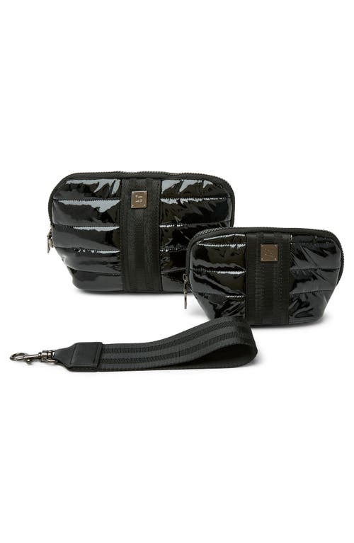 Think Royln Double Stash Set Of 2 Zip-top Travel Pouches In Black