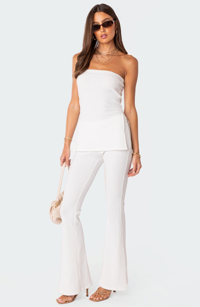 EDIKTED Dekota Ribbed Side Slit Strapless Top, Alternate, color, 