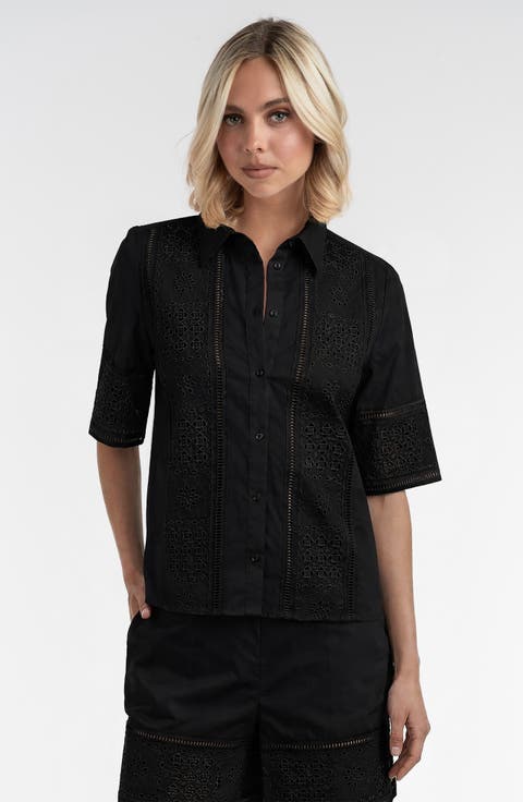 Lace Insert Everyday Blouse