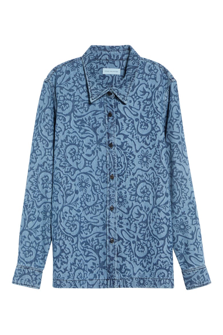 Cheers Lasered Denim Shirt, Alternate, color, BLUE