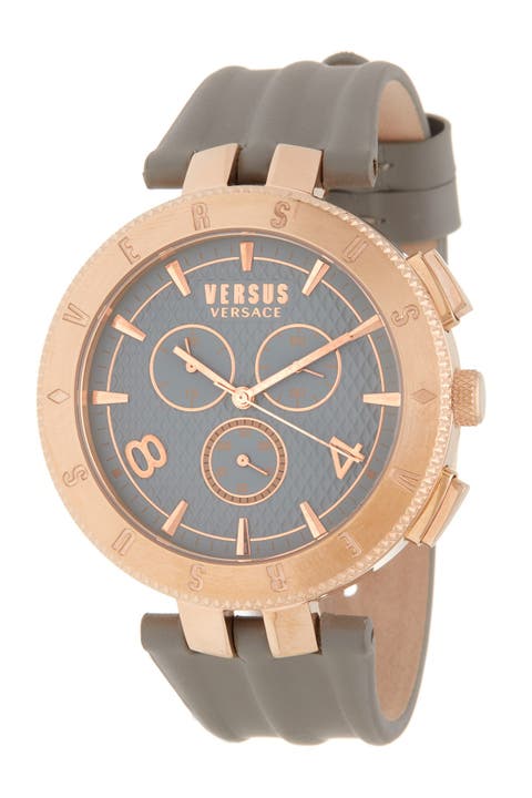 Men's Logo Gent Chronograph Leather Strap Watch, 44mm
