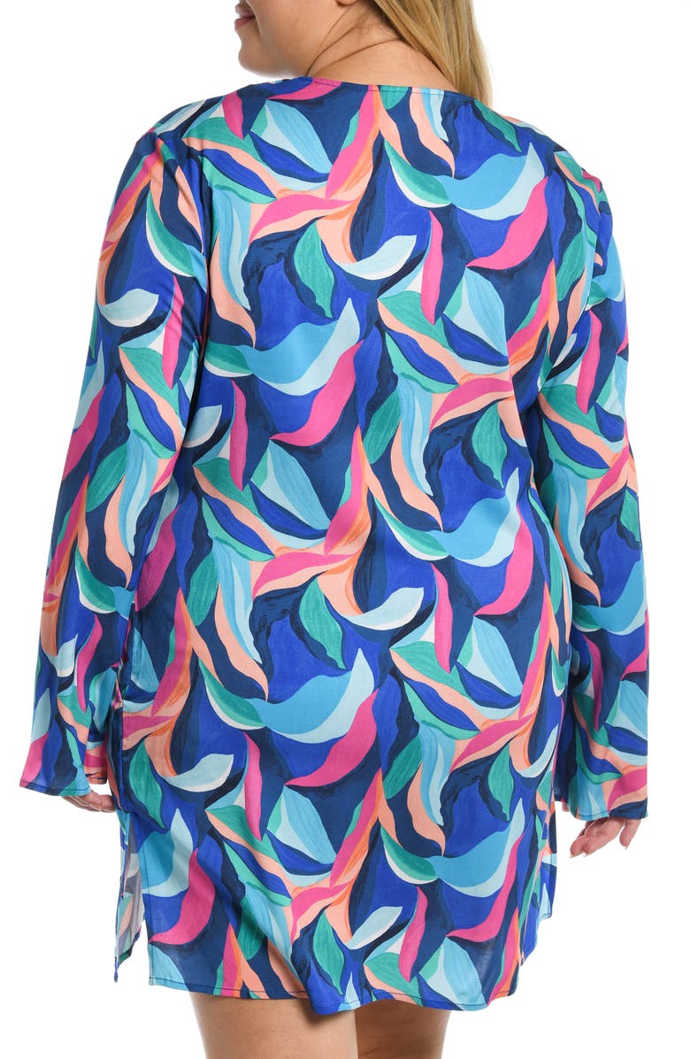 La Blanca Painted Lace-Up Cover-Up Tunic, Alternate, color, 