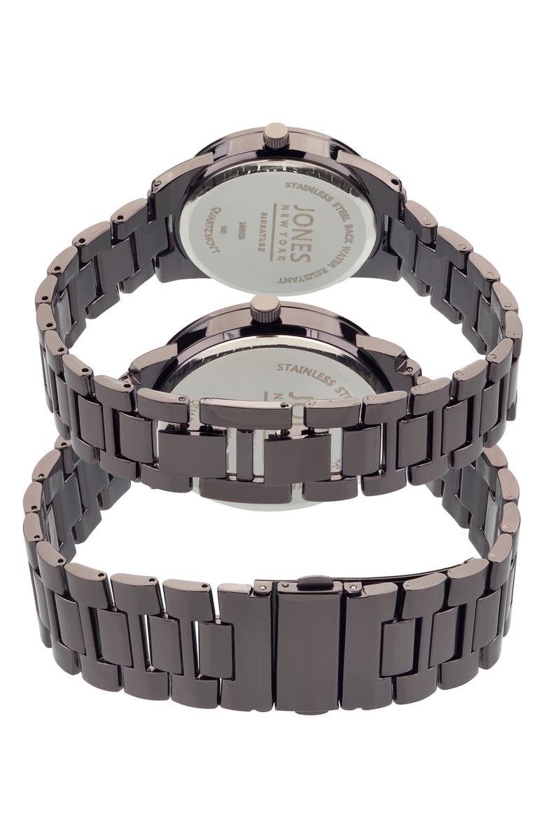 Jones New York Two-Piece Diamond Accent Bracelet Watch His & Hers Set, Alternate, color, Black