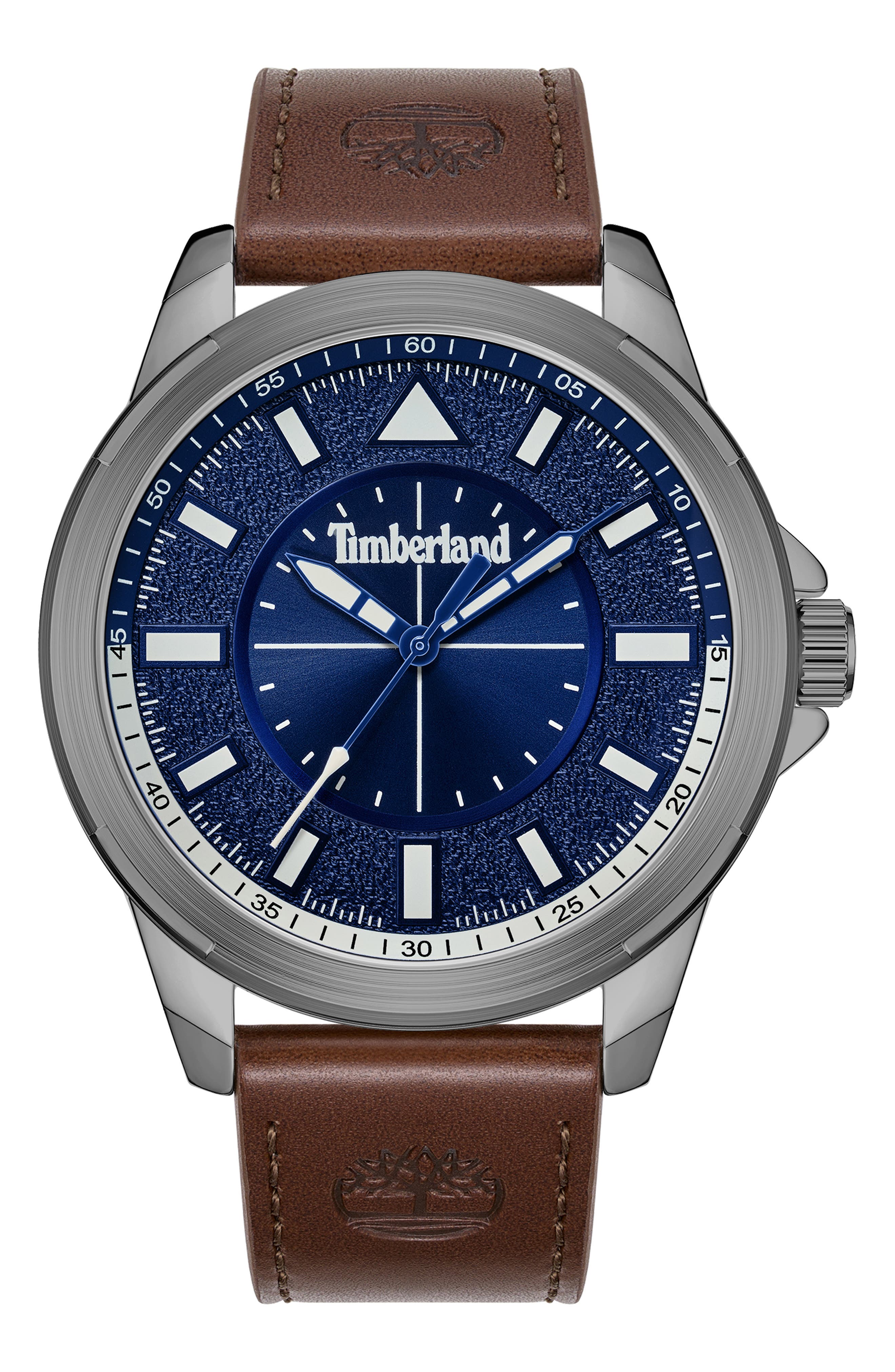 Timberland Classic Quartz Leather Strap Watch, 45.5mm