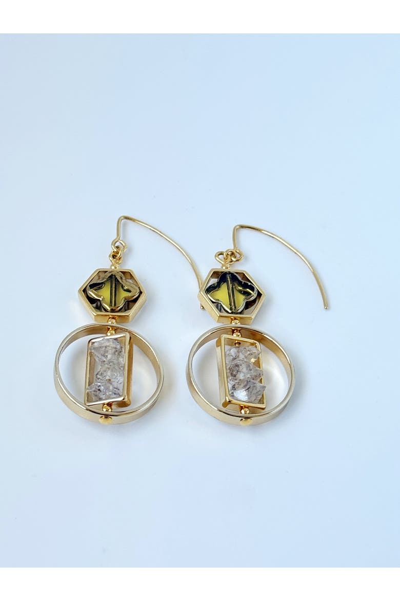 Art x Herkimer Crystals Earrings, Alternate, color, Yellow, Clear