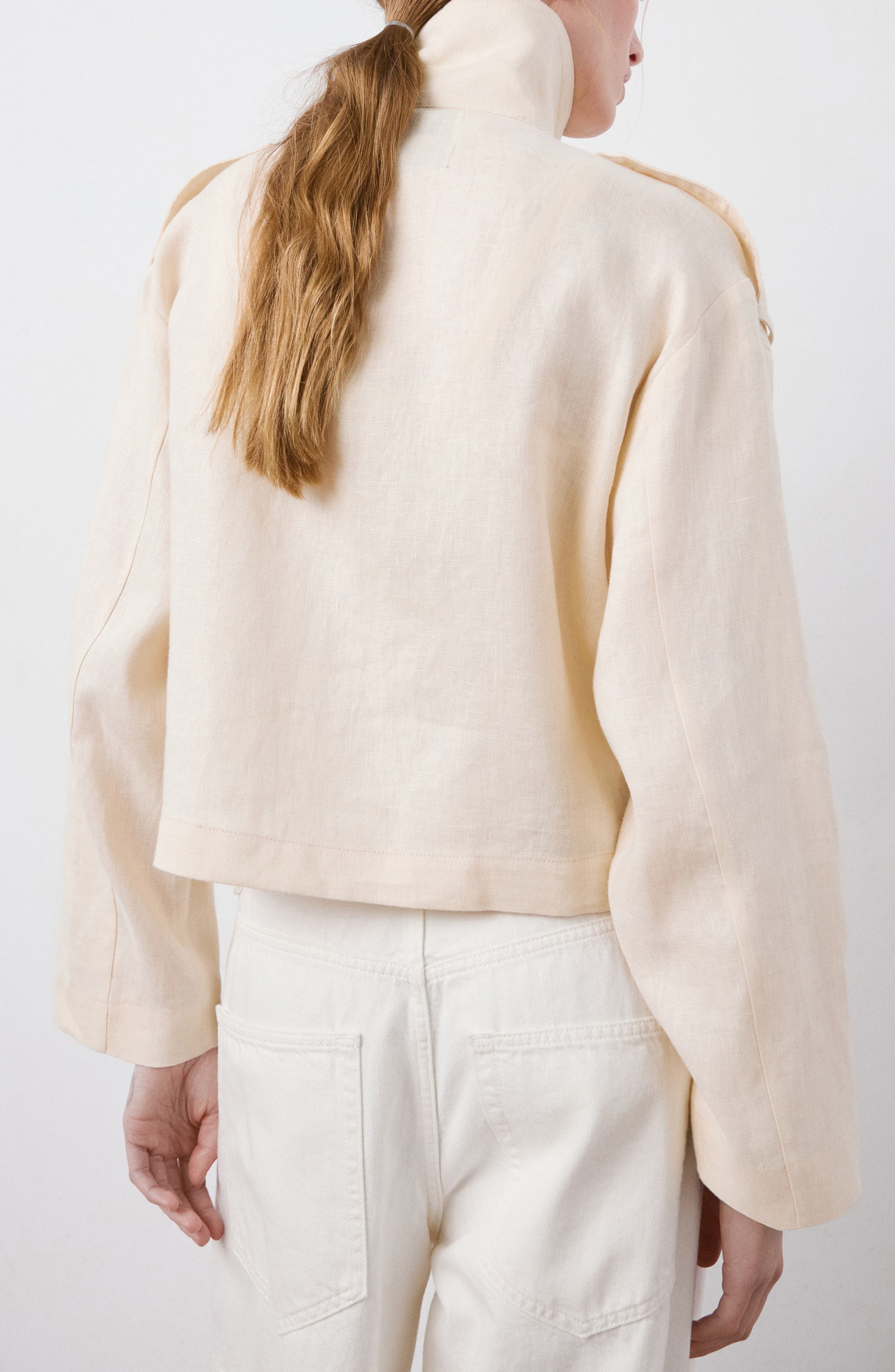 Funnel Neck Linen Jacket - image 4