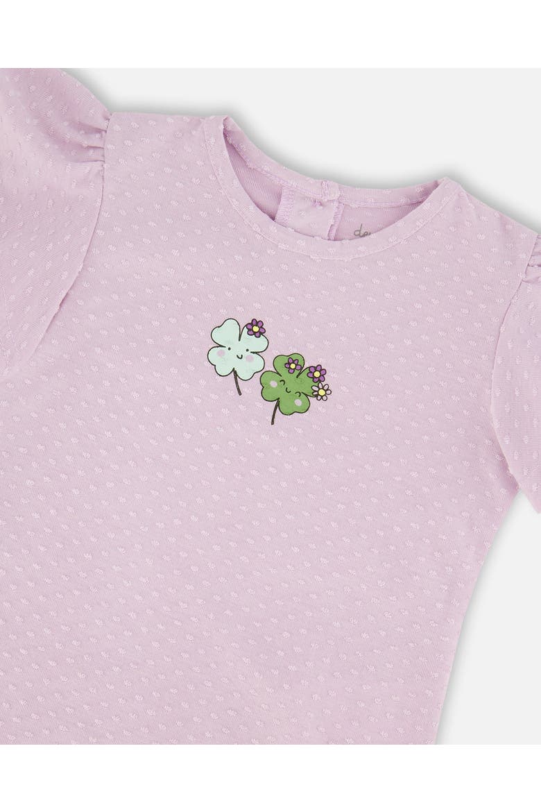 Jersey Flutter Sleeves Clover T-Shirt, Alternate, color, Lavender