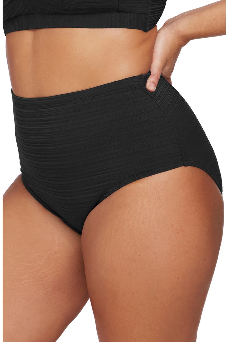Aria Renoir High Waist Bikini Bottoms, Alternate, color, BLACK