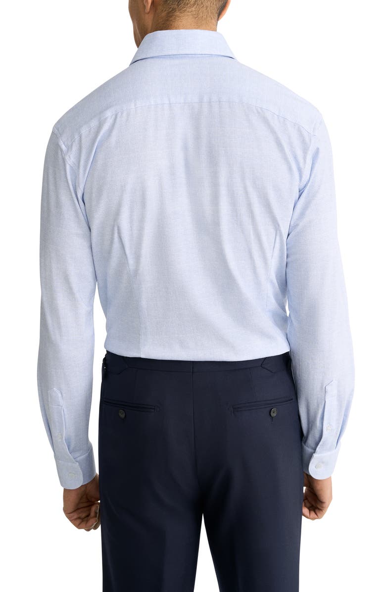 Eton Slim Fit Check Stretch Jersey Dress Shirt, Alternate, color, Light Blue