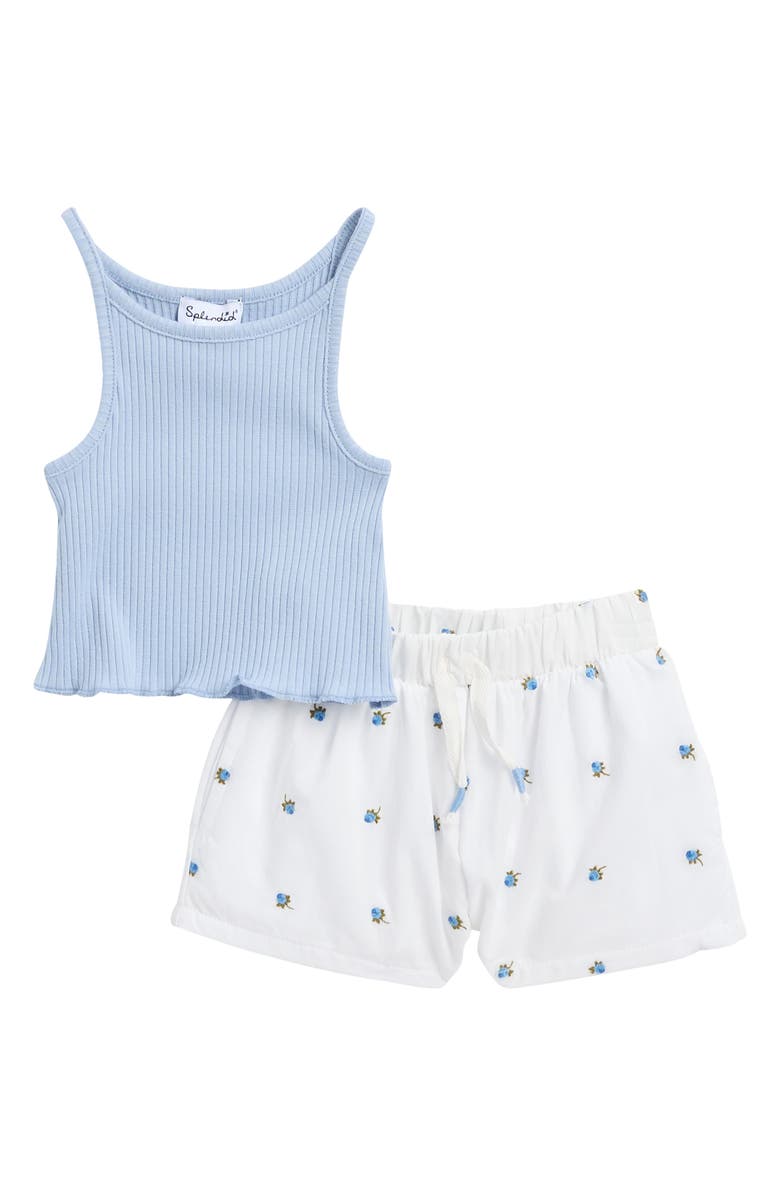 Splendid Fresh Floral Tank & Shorts Set, Main, color, Chicory