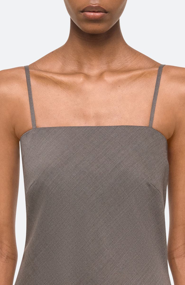 Helmut Lang Asymmetric Scarf Hem Virgin Wool Dress, Alternate, color, Light Brown Melange - 21G