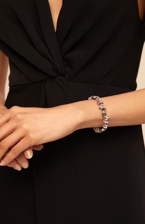 Unode50 Sterling Silver-plated Beaded Bracelet With Leather In Silver