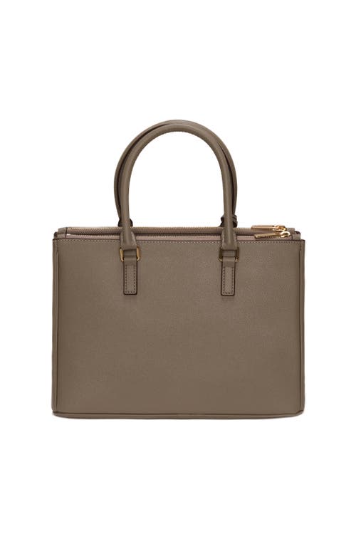 Gorski Top Handle Leather Purse With Crossbody Strap In Brown