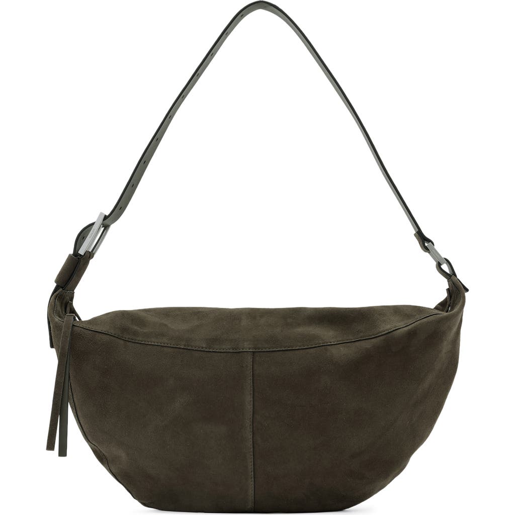 Allsaints Luna Slouchy Suede Shoulder Bag In Green