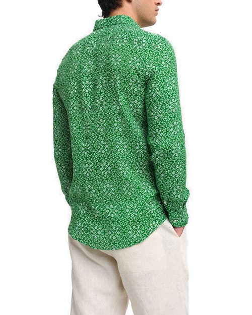 Peninsula Swimwear Filicudi Linen Shirt In Green
