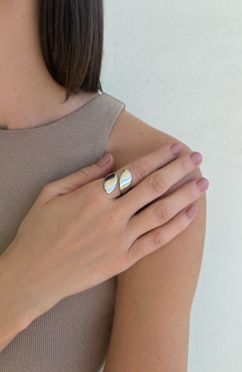 Adornia Stainless Steel Bypass Ring, Alternate, color, Silver