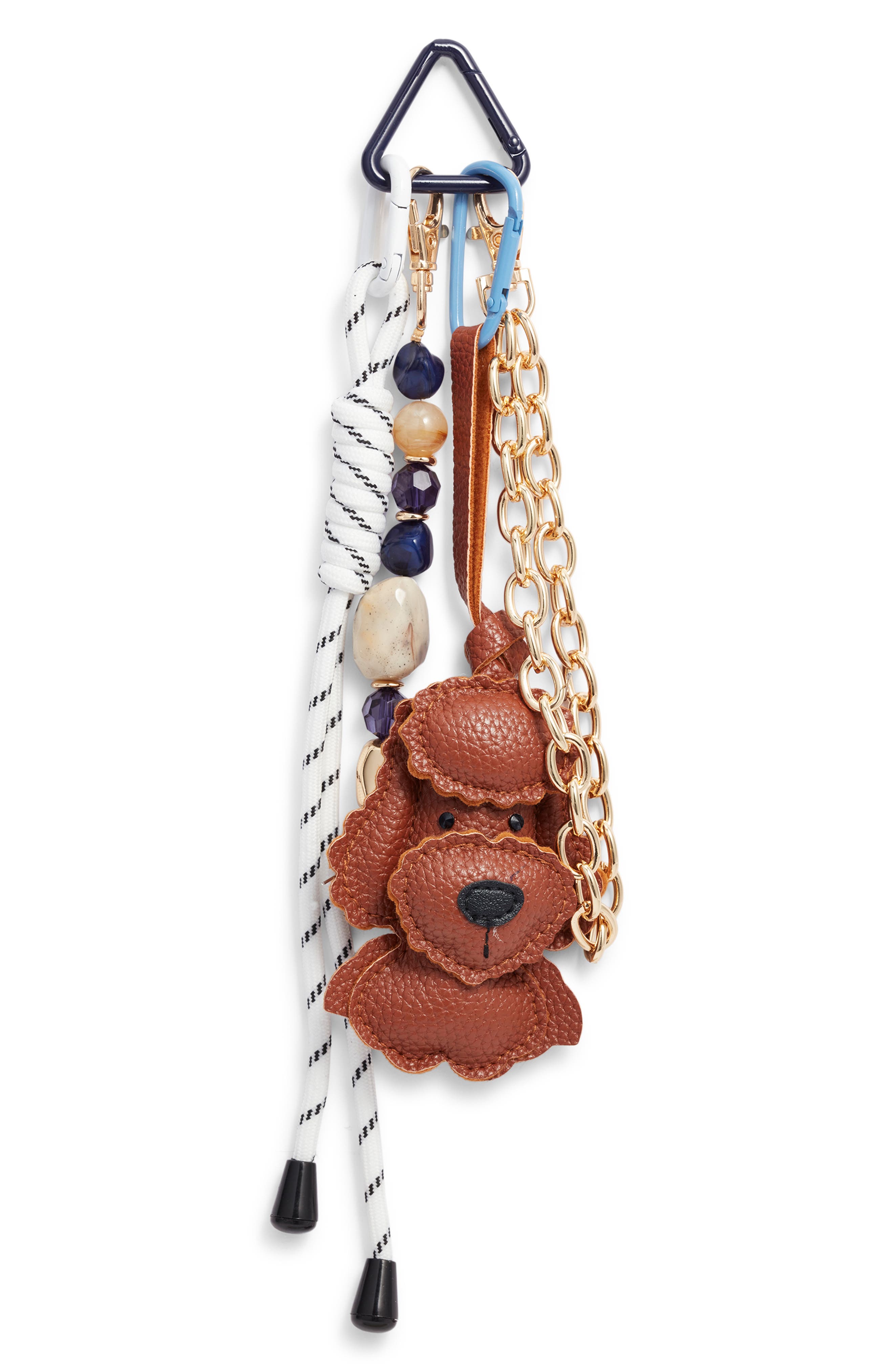 Chelsea28 Dog Cluster Bag Charm, Main, color, Brown Multi- Gold