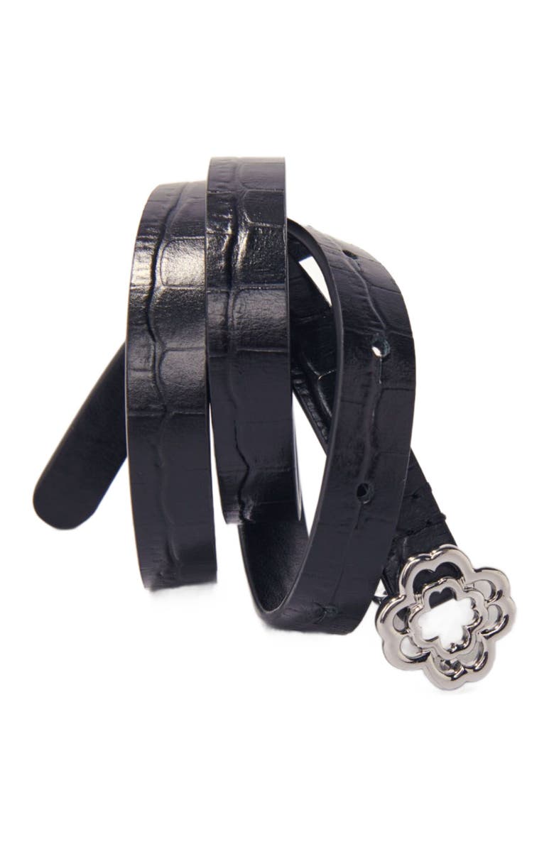 maje Slim mock croc leather Clover belt, Alternate, color, 