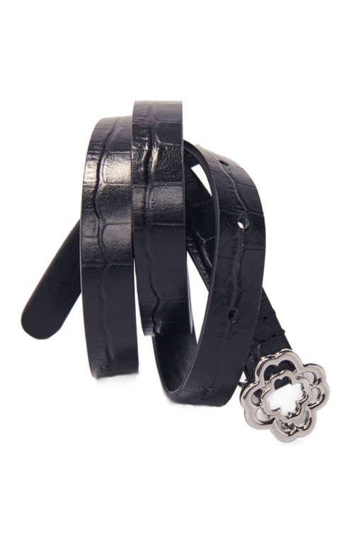 Maje Women's Mock Croc Embossed Leather Belt In Black