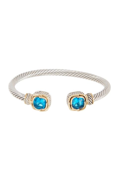 Twisted Cable Blue Topaz Cuff Bracelet